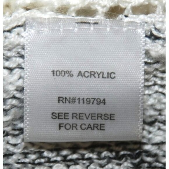 Energe World Wear Ladies Gray White Cardigan Sweater SZ L Open Front Lace LS - Picture 12 of 12